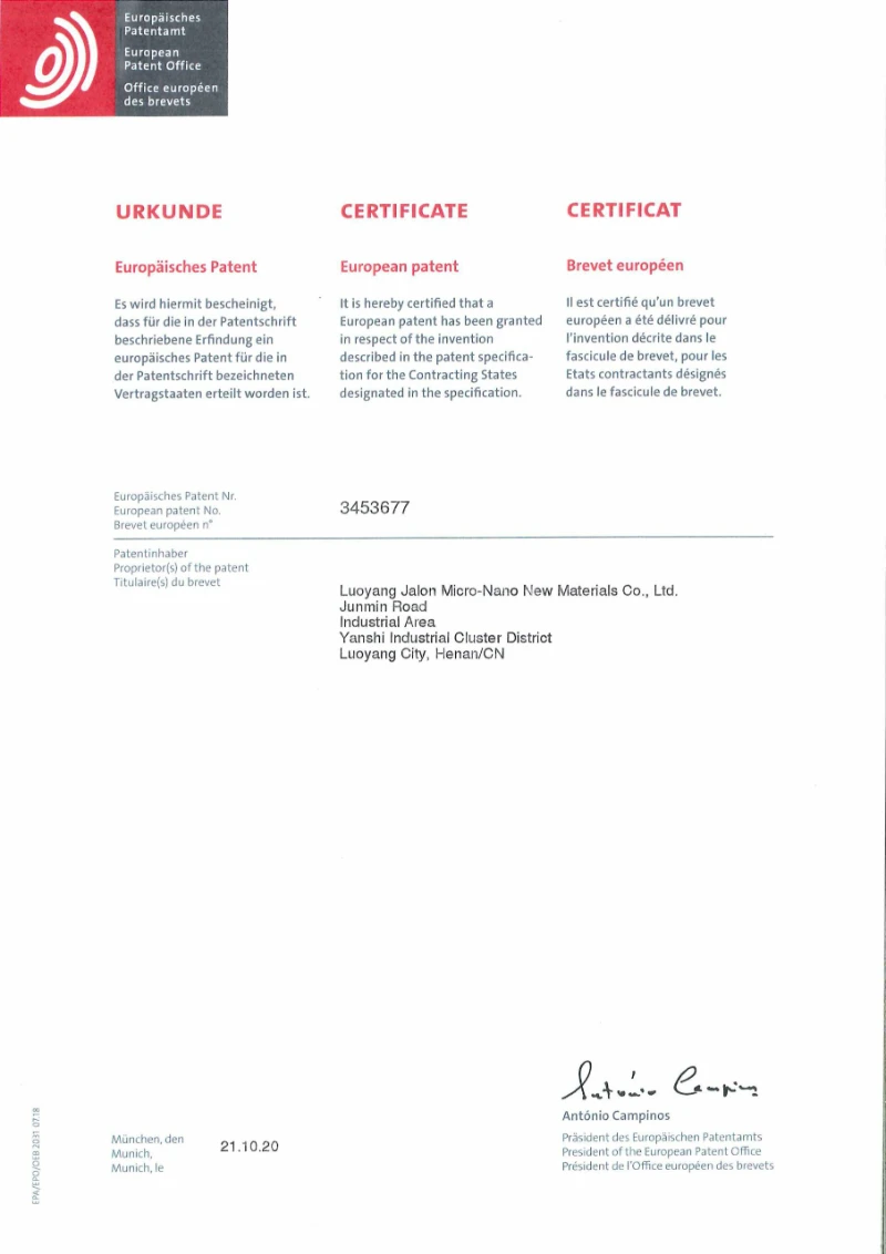 European Patent Certificate